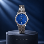 AZAL VERO — cadran bleu et bracelet argenté